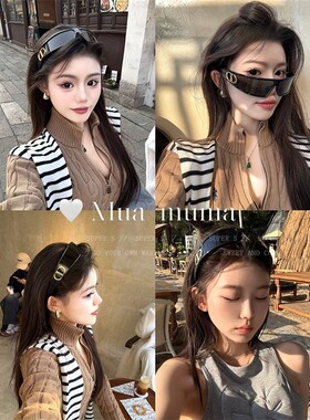 CD字母发箍墨镜女二合一小红书网红同款高颅顶头箍太阳眼镜2025款