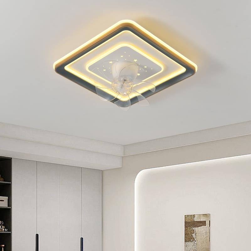 卧室电风扇灯简约现代智能摇头主卧吸顶灯房间灯饭厅一体风扇吊灯