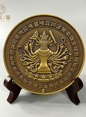 纯铜准提镜佛母宝镜精工凸面镜密宗镜子彷古铜镜佛摆件收藏包邮