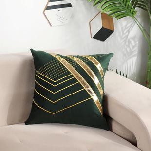 家用客厅沙发简约现代轻奢抱枕靠垫套45x45不含芯贴金绣花高档ins