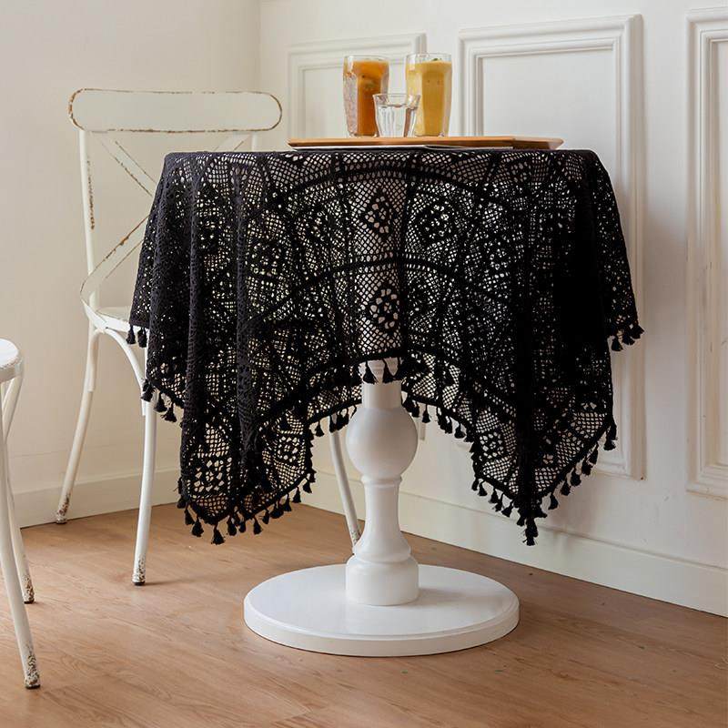 黑色覆古镂空彷钩针桌布长方形圆形餐桌茶几床头柜盖巾拍照背景布,居家布艺,桌布,淘宝优惠券,粉丝福利购,淘宝优惠卷