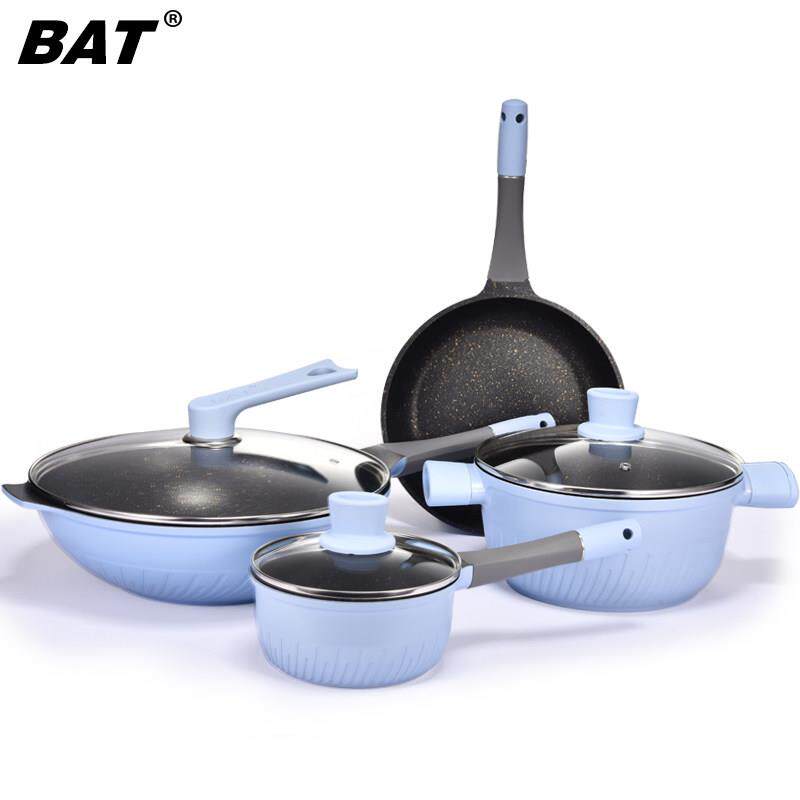 bat锅具组合麦饭石不粘锅套装炒锅煎锅平底锅汤锅奶锅炒菜送礼