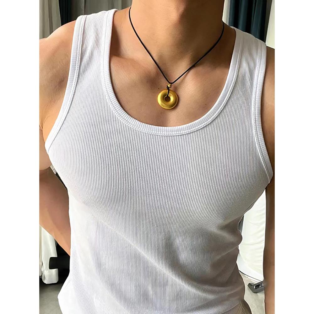 小红书同款男士背心白色内搭纯棉粗螺纹打底夏季男款运动健身汗衫