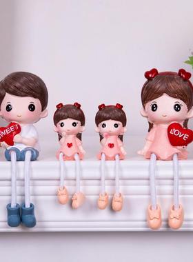 家居店面儿童房客厅墙面电视柜简约装饰可爱吊脚娃娃树脂礼品摆件