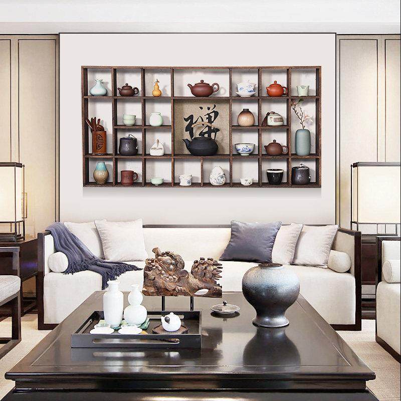 中式实木多宝阁茶杯茶具收纳柜茶室壁挂展示架客厅组合多用置物架,住宅家具,多宝格/博古架,淘宝优惠券,粉丝福利购,淘宝优惠卷