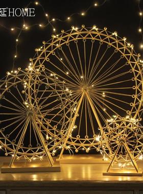 摩天轮摆件家居饰品旋转发光模型北欧式创意客厅房间装饰品小摆设