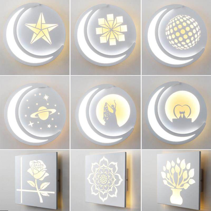 壁灯卧室床头灯主卧室房间新款月亮壁灯圆形走廊过道阳台灯楼梯灯