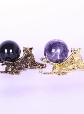 合金豹子水晶球座水晶球底座底托置物架球架球金属球托支架