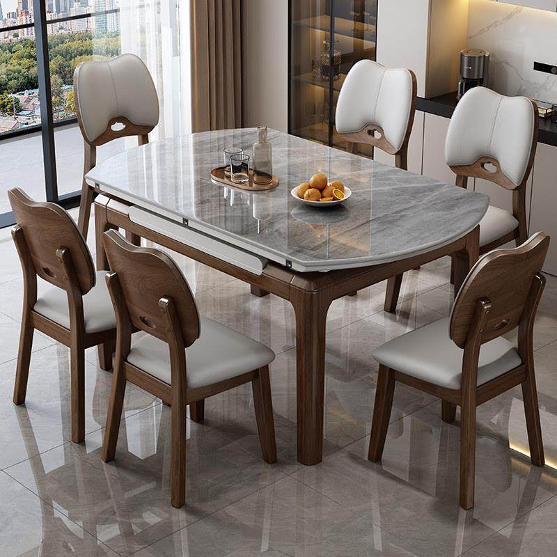 岩板餐桌椅组合现代简约轻奢家用吃饭折叠伸缩饭桌可变圆桌小户型,住宅家具,岩板餐桌,淘宝优惠券,粉丝福利购,淘宝优惠卷