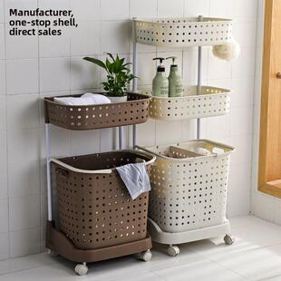 家用分格脏衣篮带轮推车洗衣篮子脏衣篓脏衣服收纳置物架多层分区