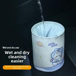 车载垃圾桶可折叠汽车座椅后背收纳袋挂式后座垃圾袋卡通收纳桶Z