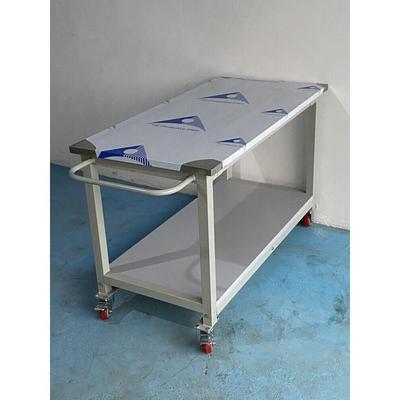 不锈钢双层工作台车间周转平台桌耐磨打包承重简易带轮子移动推车