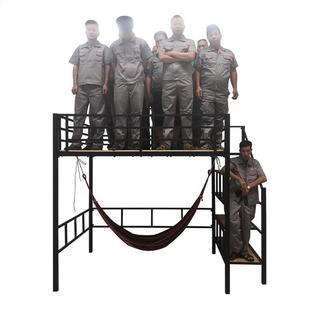 小户型铁艺高架子床上层床阁楼覆式二楼省空间床无痕悬空定制吊顶