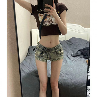 美式辣妹柳丁低腰牛仔超