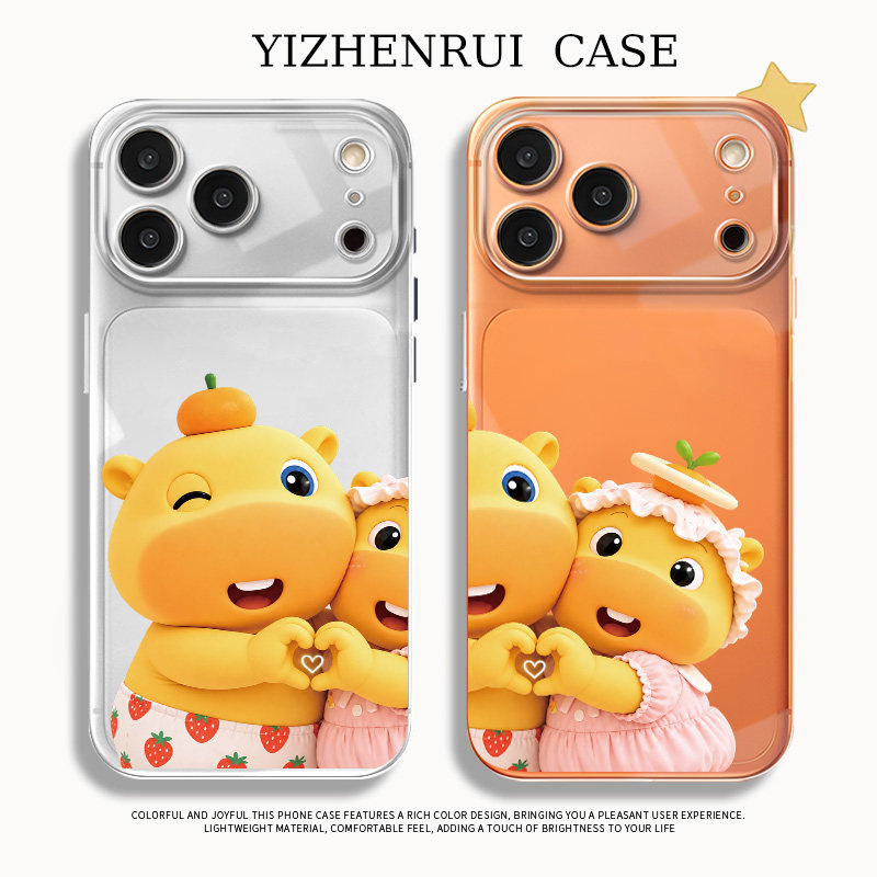 情侣贴贴噜噜适用苹果18promax手机壳iPhone17小米15噜妹14水豚16华为mate80高级感pura90新款13透明vivo一对