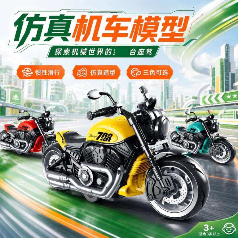大号惯性车铁骑摩托车玩具儿童仿真汽车模型摆件宝宝赛车男孩礼物