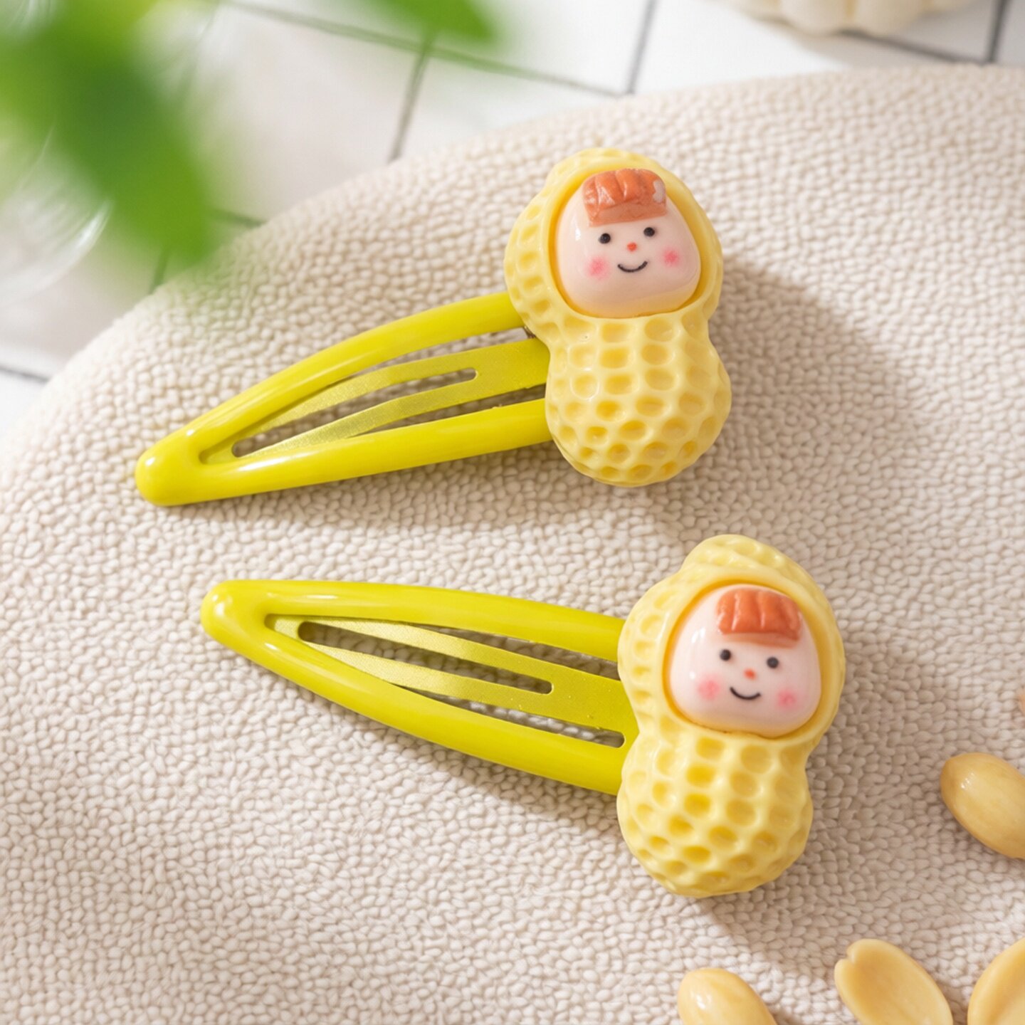 可爱卡通多姝韩版甜美少女花生造型发夹儿童BB夹黄色萌趣发饰头饰