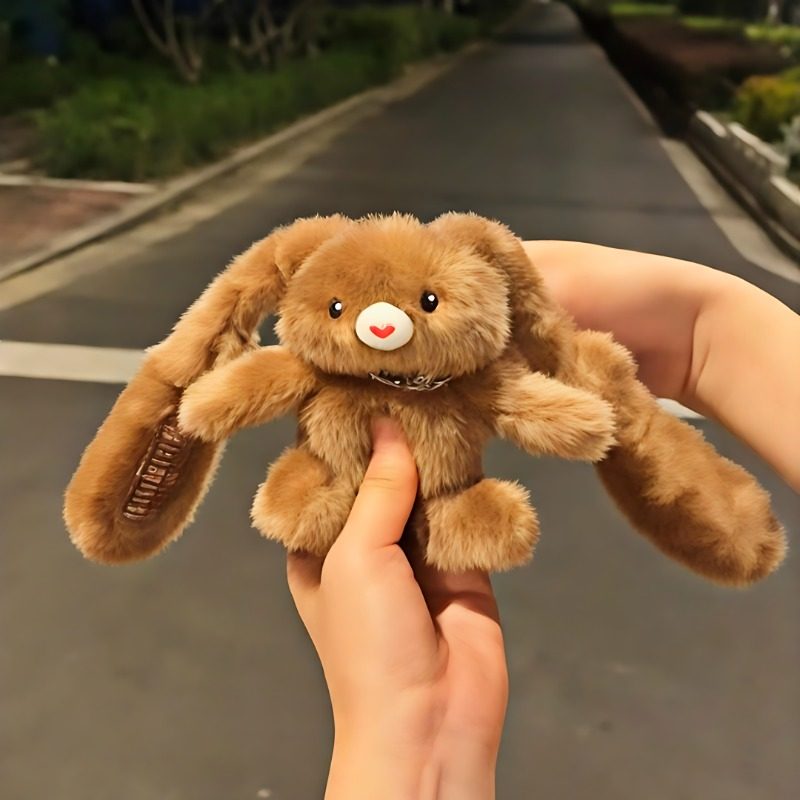 美拉德棕色拉耳兔子挂件玩偶