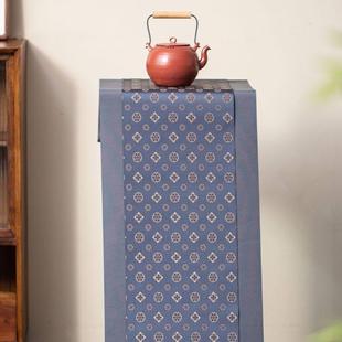 四瓣花菱纹织锦茶席防水中式桌旗禅意茶桌布高端茶几桌布喝茶知舍