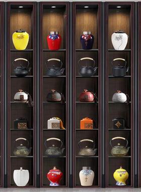 新中式壁柜售楼处样板房酒店茶室摆件软装饰品茶叶罐茶壶中国风