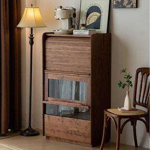 北美黑胡桃木全实木斗柜客厅沙发边柜电视边柜樱桃木储物收纳斗柜