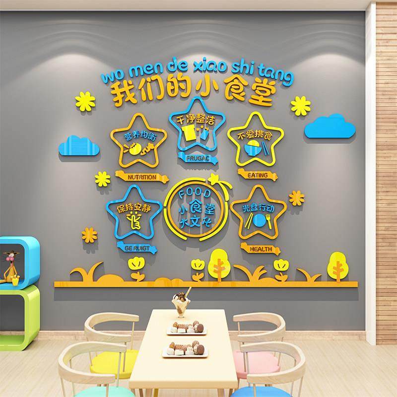 幼儿园装饰环创主题半成品食堂文化墙贴纸面小饭桌餐厅托管班布置,家居饰品,文化墙贴,淘宝优惠券,粉丝福利购,淘宝优惠卷