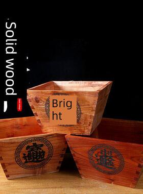 升 斗 实木升 米斗升传统燕尾榫卯结婚米升财斗升迁 满月摆件开业