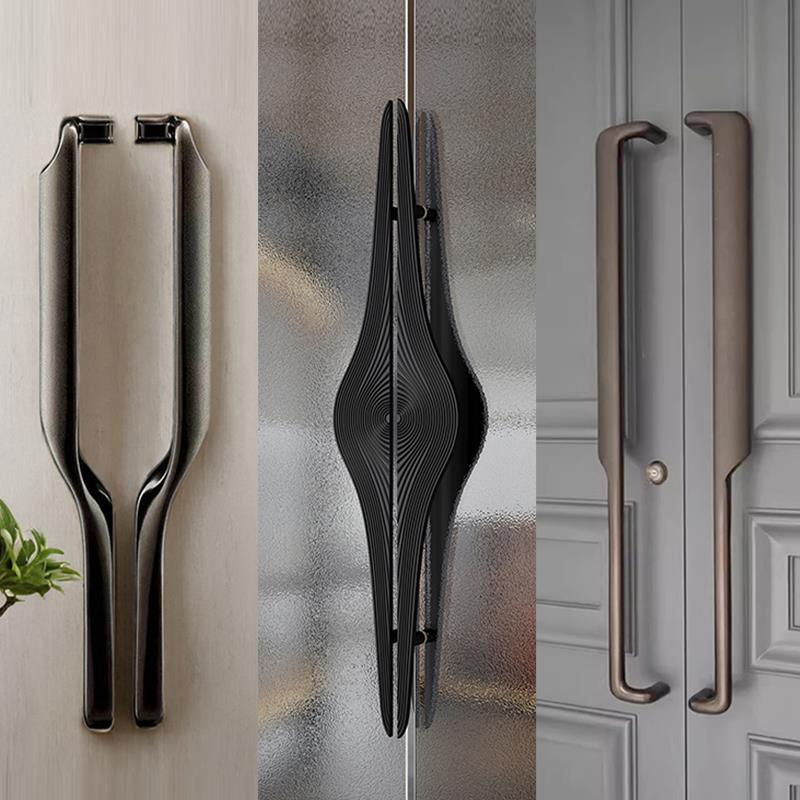 新中式仿古大门玻璃门拉手铝合金酒店双开门大把手不锈钢拉手定制