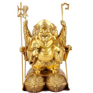 铜质三面摩诃伽罗财神佛像饰品摩诃伽罗菩萨佛像铜质饰品招摇财神