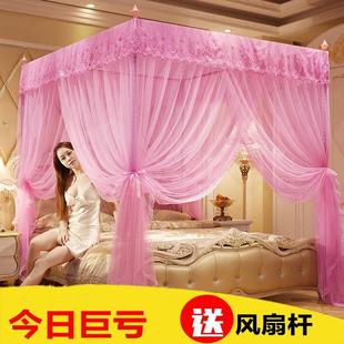 蚊帐双人家用落地三开门加粗不锈钢方顶支架1.5米1.8m床2.0m加密