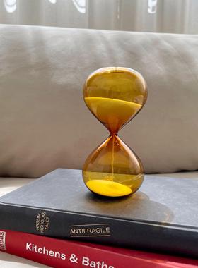 复古焦茶色玻璃沙漏计时器15分钟创意摆件客厅桌面家居装饰品礼物