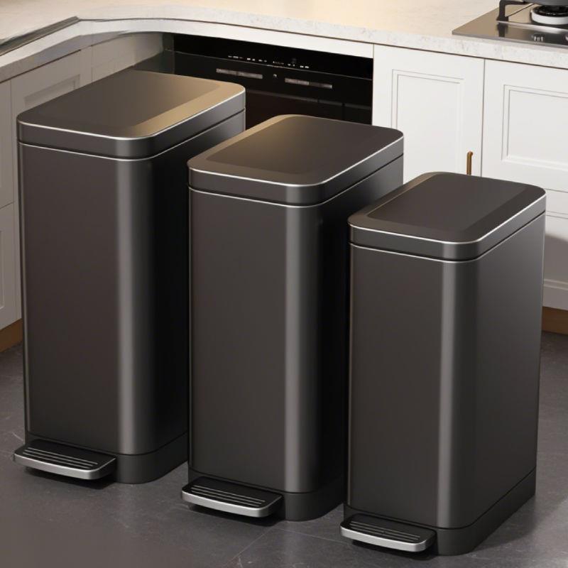 不锈钢脚踏式垃圾桶家用带盖脚踩厨房客厅夹
