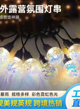 E27螺口防水灯头串灯线户外led照明露营装饰灯串 铜芯线吊灯防水