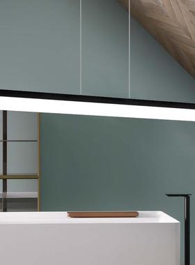 led亚克力办公室吊灯长方形工作室灯会议室前台一字吊线灯超亮