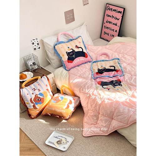 高颜值抱枕被子两用毯子二合一沙发客厅毛绒午睡毯办公室护腰靠枕