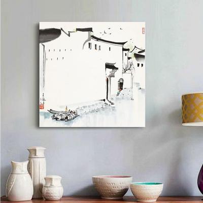 江南水乡吴冠中中式挂画壁画装饰画简约无框画抽象画画挂画客厅画