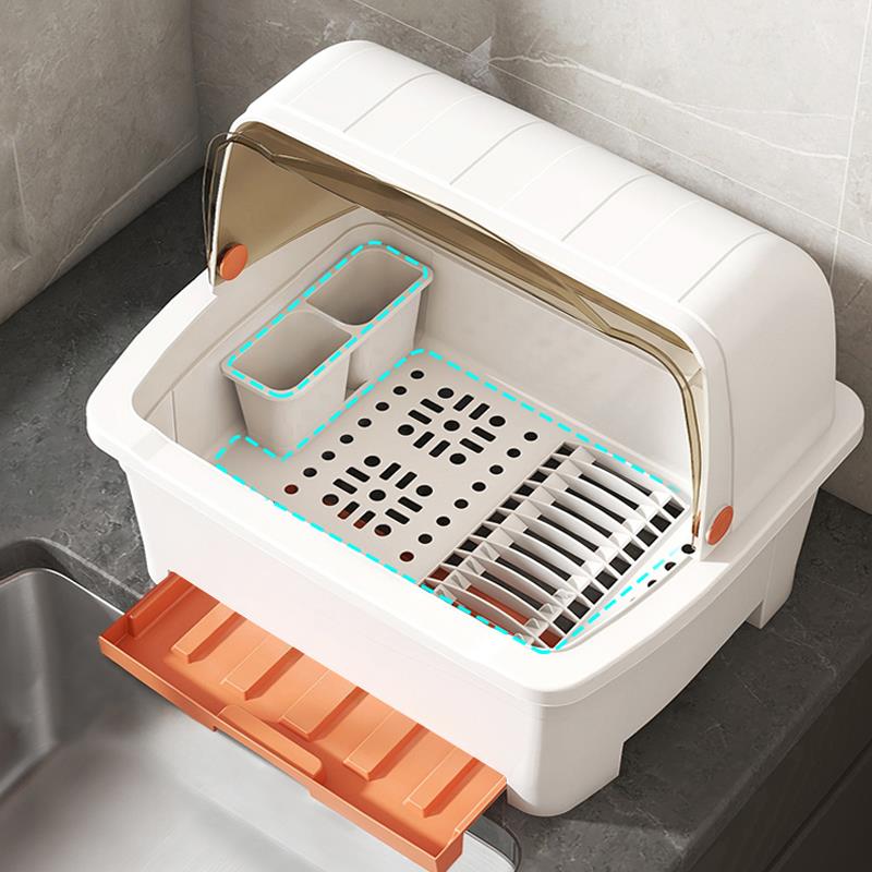 碗筷餐具收纳盒沥水架装碗筷收纳箱家用碗架厨房置物架放碗收纳盒