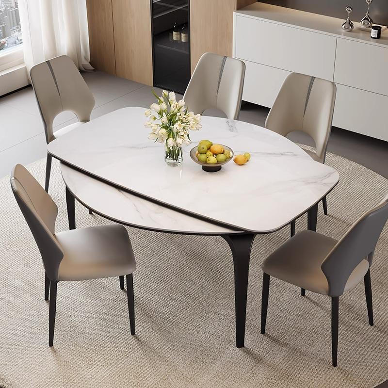 意式极简岩板餐桌全托 托新款简约家用小户型方圆两用可折叠伸缩