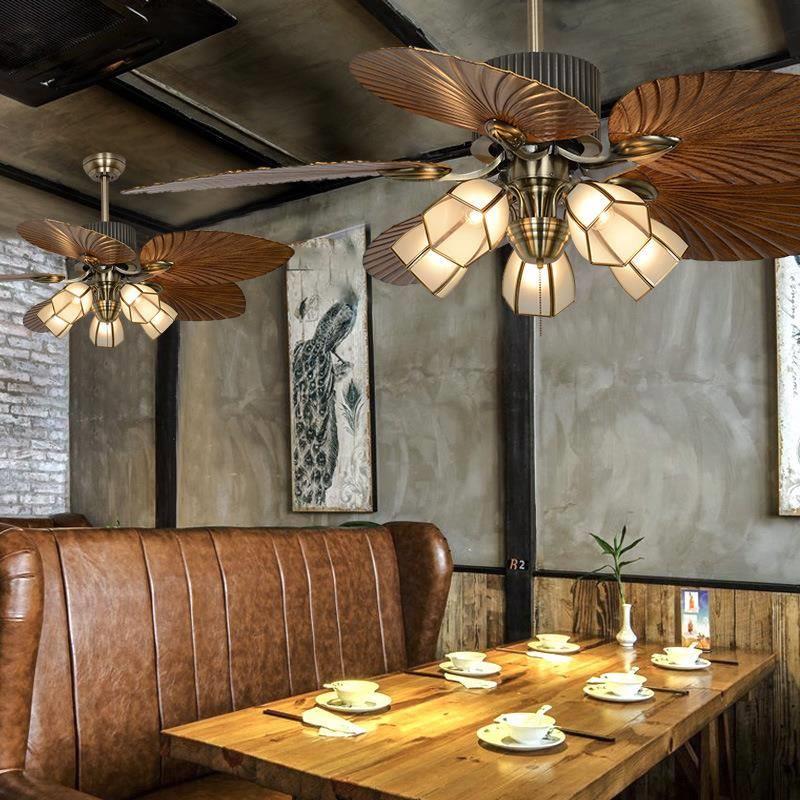 覆古风式扇灯餐厅吊扇灯8005客厅用一体风扇吊家灯美工业灯电带扇