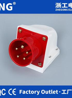 525明装固定式航空插头五芯32A 三相五线380V轴承吊篮插头32A5P