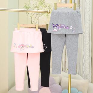 2025新款秋冬女童加绒加厚裙裤儿童假两件女孩连裤裙百搭洋气打底