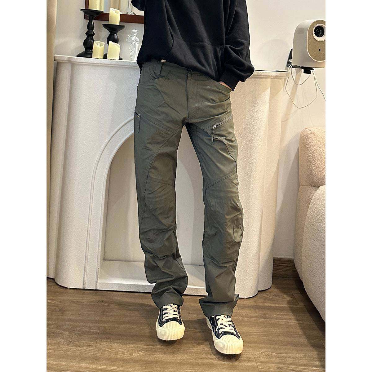 YDDG美式户外工装裤男多口袋休闲修身直筒纯色长裤