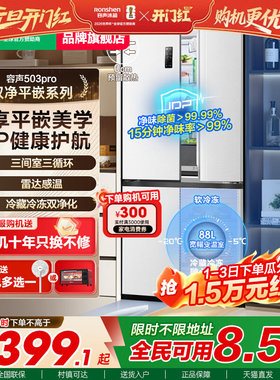 容声冰箱503pro升十字对开四门IDP净味一级家用白色嵌入官方正品