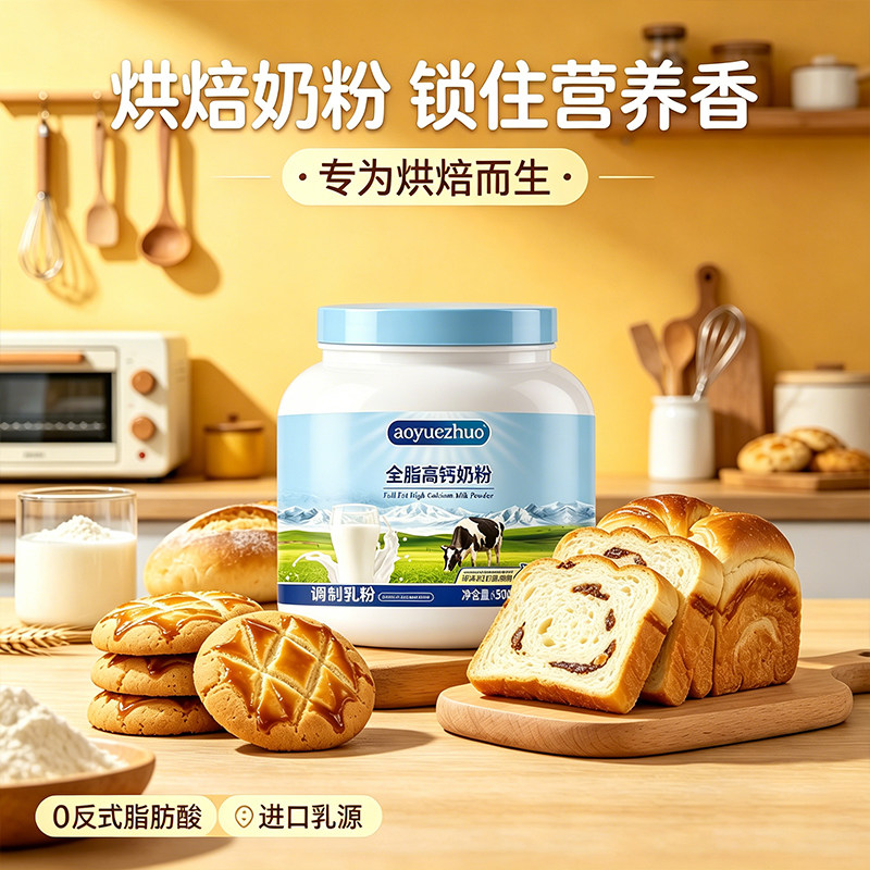奶粉烘焙专用全脂牛奶粉新西兰进口奶源无蔗糖速溶制作蛋糕饼干