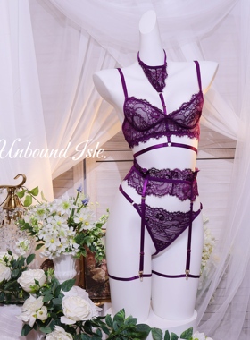 《紫罗兰》文胸套装性感镂空蕾丝聚拢显胸纯欲诱惑紫色甜心丝绒