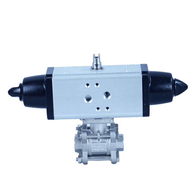 Omal欧玛尔气动不锈丝钢三片式扣自控球阀对夹法兰U气动球阀424