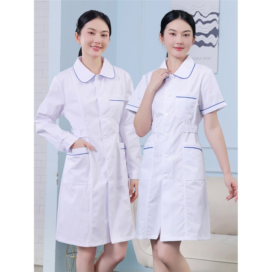 护士服女款短袖夏薄款白