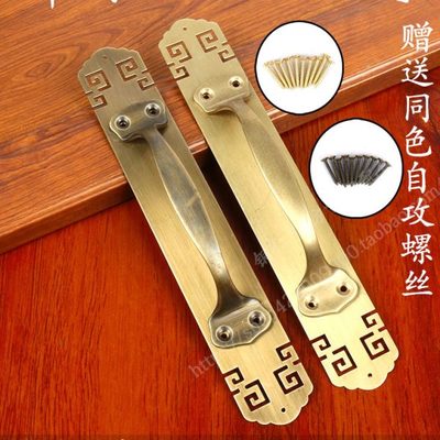 免打孔中式纯铜大门拉手仿古门环老式木门门把手复古房门黄铜把手