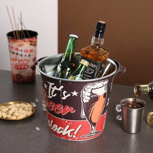 ktv家用红酒香槟啤酒饮料餐野户外摆摊冰块酒吧商用铁桶 冰桶装