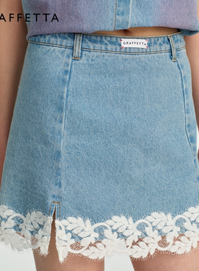 GRAFFETTA原创设计25春新款花边牛仔迷你裙 夏季休闲甜辣显瘦短裙